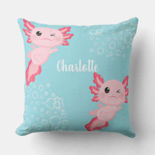 Niedlich rosa Axolotl Aqua Blue Unterwasser Kinder Kissen