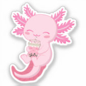 Niedlich rosa Axolotl Boba Bubble Tee Aufkleber (Vorderseite)