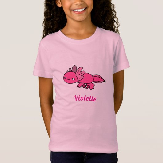 Niedlich rosa Axolotl-Cartoon Zeichnend T-Shirt (Vorderseite)