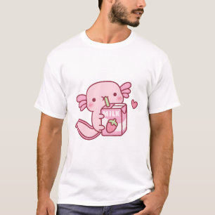 Niedlich rosa Axolotl Lieben Erdbeermilch T-Shirt