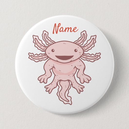 Niedlich rosa Axolotl Thunder_Cove Button (Vorderseite)
