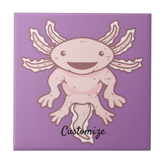 Niedlich rosa Axolotl Thunder_Cove Fliese (Vorderseite)