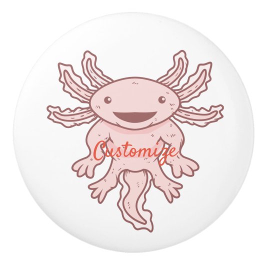Niedlich rosa Axolotl Thunder_Cove Keramikknauf (Vorderseite)