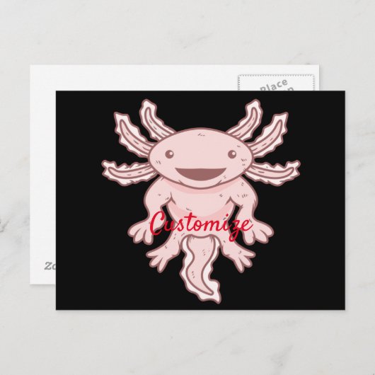 Niedlich rosa Axolotl Thunder_Cove Postkarte (Vorne/Hinten)