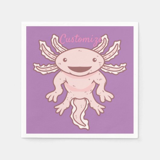 Niedlich rosa Axolotl Thunder_Cove Serviette (Vorderseite)