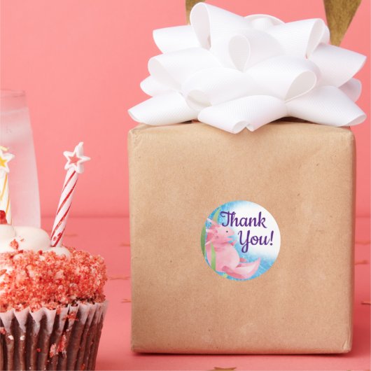 Niedlich rosa Axolotl unter dem Meer Runder Aufkleber (Party)