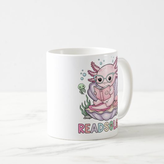 Niedlich rosa Axolotleading Kaffeetasse (VorderseiteRechts)