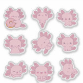 Niedlich rosa Axolotstickerplatte Aufkleber (Vorderseite)