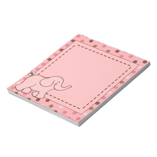 Niedlich rosa Baby Elephant Notepad Geschenk Notizblock (Rotiert)