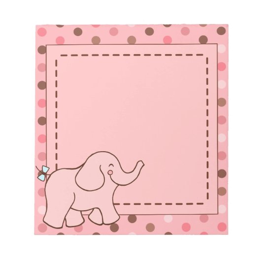 Niedlich rosa Baby Elephant Notepad Geschenk Notizblock (Vorderseite)