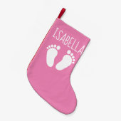 Niedlich rosa Babyfüße Fleece 1. WeihnachtsStrumpf Kleiner Weihnachtsstrumpf (Vorderansicht (hängend))