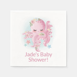 Niedlich-rosa-Babytopus Serviette