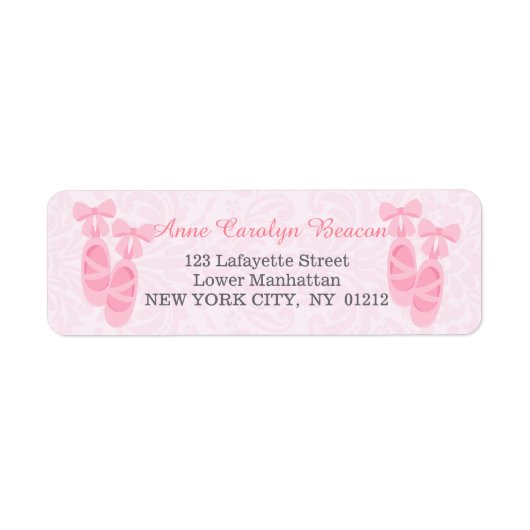 Niedlich rosa Ballettschuhe Damaske Personalisiert (Vorne)