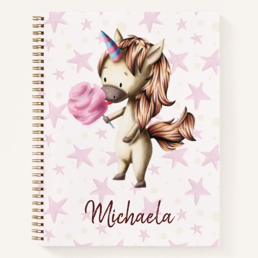 Niedlich rosa Baumwolle Candy Unicorn Notizblock (Vorderseite)