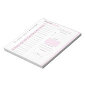 Niedlich rosa bearbeitbarer Tear Away Tagesplaner Notizblock (Rotiert)