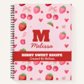 Niedlich Rosa Berry Sweet Monogram Rezept Notizblock (Vorderseite)