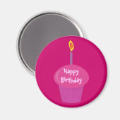 Niedlich rosa Birthday Cupcake & Candle Custom Magnet (Vorderseite/Rückseite)