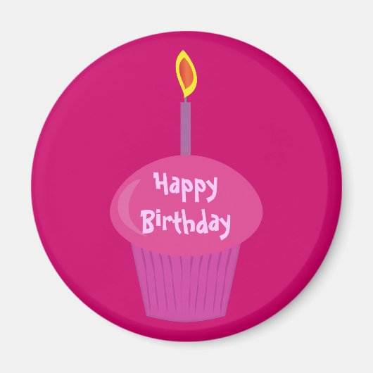Niedlich rosa Birthday Cupcake & Candle Custom Magnet (Vorne)