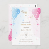 Niedlich-Rosa-Blauer-Balloons-Bericht über Junge o Postkarte (Vorne/Hinten)