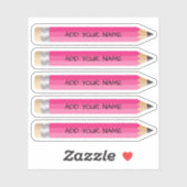 Niedlich rosa Bleistiftname Custom-Cut Vinyl Stick Aufkleber (Blatt)