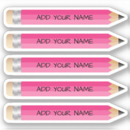 Niedlich rosa Bleistiftname Custom-Cut Vinyl Stick Aufkleber