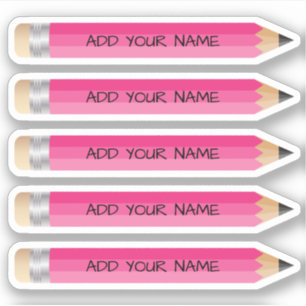 Niedlich rosa Bleistiftname Custom-Cut Vinyl Stick Aufkleber