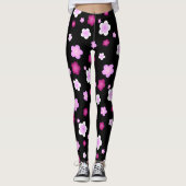 Niedlich rosa Blume Blumengefälle Muster Leggings (Vorderseite)