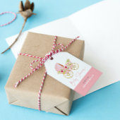 Niedlich rosa Blume dekorierte Kinderwalze Geschenkanhänger