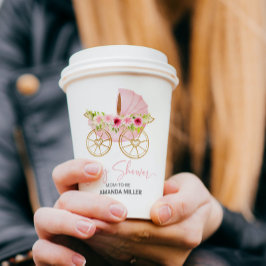 Niedlich rosa Blume dekorierte Kinderwalze Pappbecher