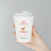 Niedlich rosa Blume-dekoriertes Ponykarussell Pappbecher