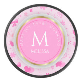 Niedlich-rosa-Blume-Muster, Girl-Floral-Design Eishockey Puck