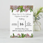 Niedlich rosa Blumenbaby Geburtstagsparty Einladun Einladung (Stehend Vorderseite)