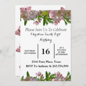 Niedlich rosa Blumenbaby Geburtstagsparty Einladun Einladung (Vorne/Hinten)