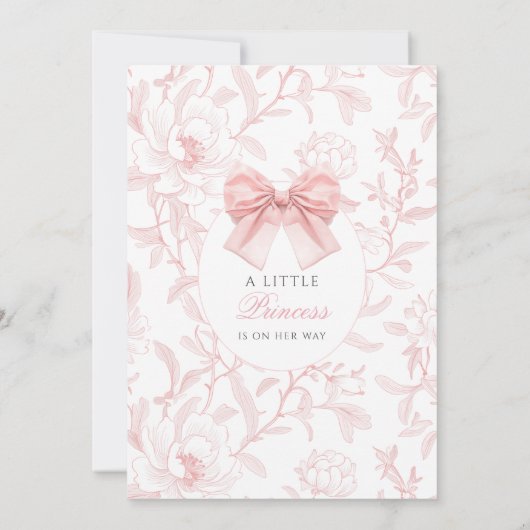 Niedlich rosa Blumencoquette Bow Baby Girl Dusche Einladung (Rückseite)