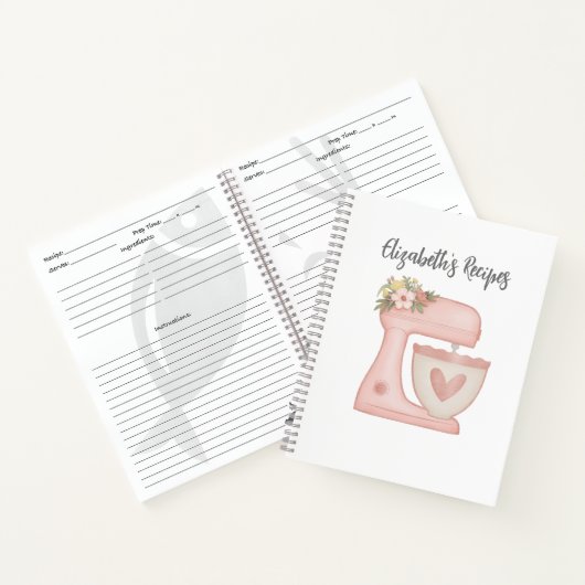 Niedlich rosa Blumengebäck Mischung Rezept Notizblock (Innenseite)