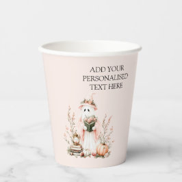 Niedlich rosa Blumenghost mit KürbisHalloween Pappbecher