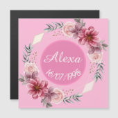 Niedlich rosa Blumenkranz Geburtstagskarte Magnetk Magnetkarte (Vorne/Hinten)