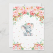Niedlich rosa Blumenlephant Baby Shower Baby Girl Einladung (Rückseite)
