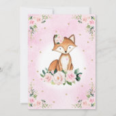 Niedlich Rosa Blütenblättrige Fox Girls Geburtstag Einladung (Rückseite)