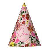 Niedlich rosa Blütenmädchen Geburtstag Partyhütchen (Vorderseite)