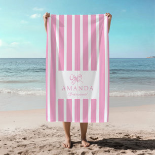 Niedlich rosa Bow Coquette Preppy-Brautparty Strandtuch