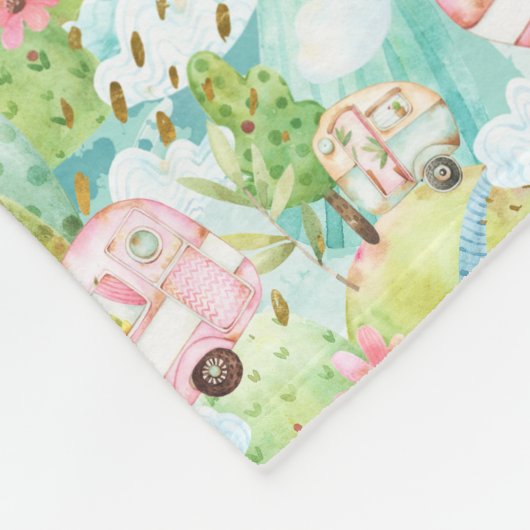 Niedlich-rosa-Camper-Camping Blanket Fleecedecke (Ecke)