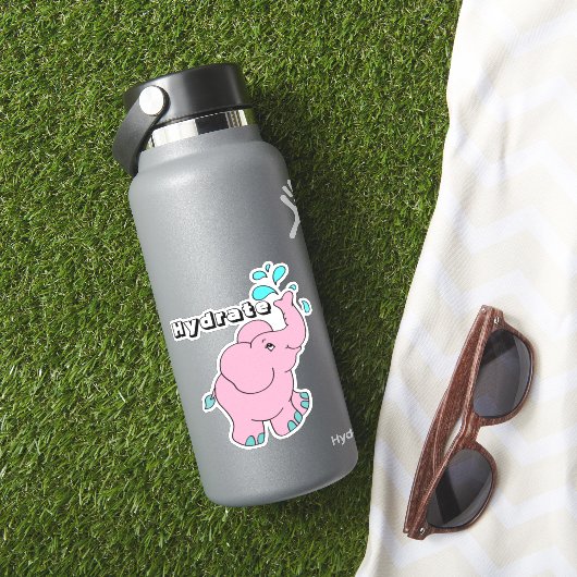 Niedlich rosa Cartoon Elephant Dusche Wasserflasch Aufkleber (HydroFlask Insitu)