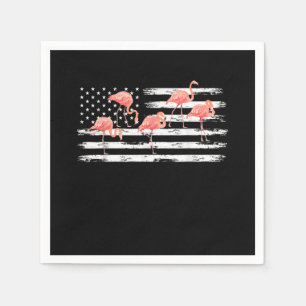 Niedlich rosa Cartoon Flamingo USA Flagge 4. Juli Serviette