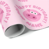 Niedlich rosa Cartoon Geburtstagsverpackung Geschenkpapier (Rolleneckpunkt)