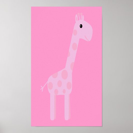 Niedlich-Rosa-Cartoon-Giraffe individuell anpassba Poster (Vorne)