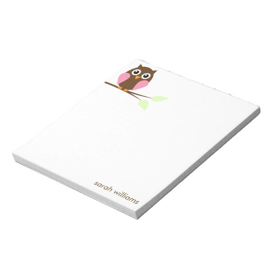 Niedlich rosa Cartoon Owl Notizblock (Rotiert)
