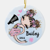 Niedlich Rosa Cheerleader Ornament Brünett Braun H (Vorne)