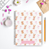 Niedlich rosa Coquette Bows Bunnies Monogram Name Notizblock