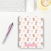 Niedlich rosa Coquette Bows Bunnies Monogram Name Notizblock